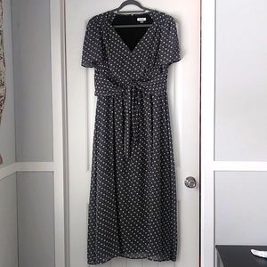 Calvin Klein Women's Maxi Black and White Dress with Chiffon Shell